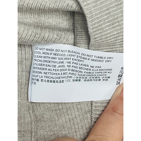 THEORY SZ L Asymmetric Knit Top In Oatmeal Crop Sweater NWT B99 - Picture 7 of 9